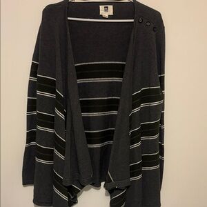 Quicksilver Stylish Gray and olive Striped Women's open Cardigan size M/L